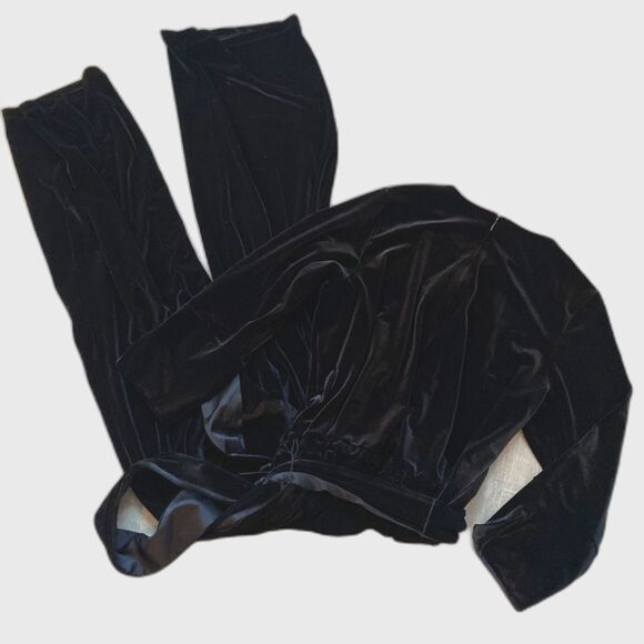CHICO’S TRAVELERS COLLECTION Black Velvet Jumpsuit Women's Large Belted Wide Leg - Picture 8 of 12